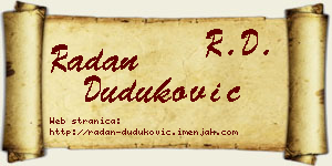 Radan Duduković vizit kartica